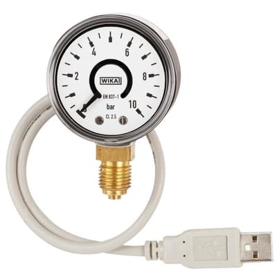 Wika Bourdon tube pressure gauge, Model PGT10 USB